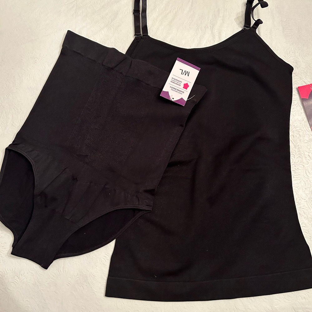 Empetua Black Women's Shapewear Set High Wasted Shaper Panty and Scoop Neck Cami
